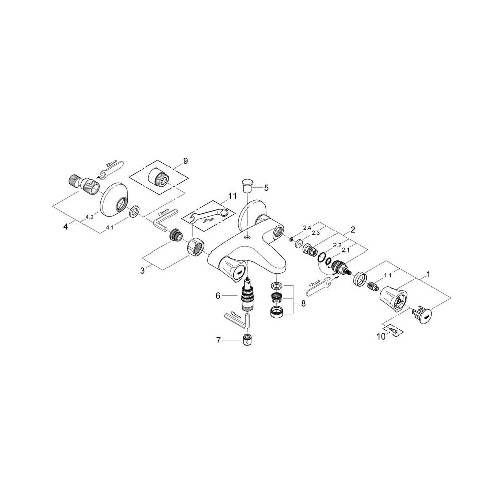 Grohe Costa Zweigriff-Wannenbatterie DN 15 Wandmontage, Chrom, 25450001... GROHE-25450001 4005176843372 (Abb. 5)
