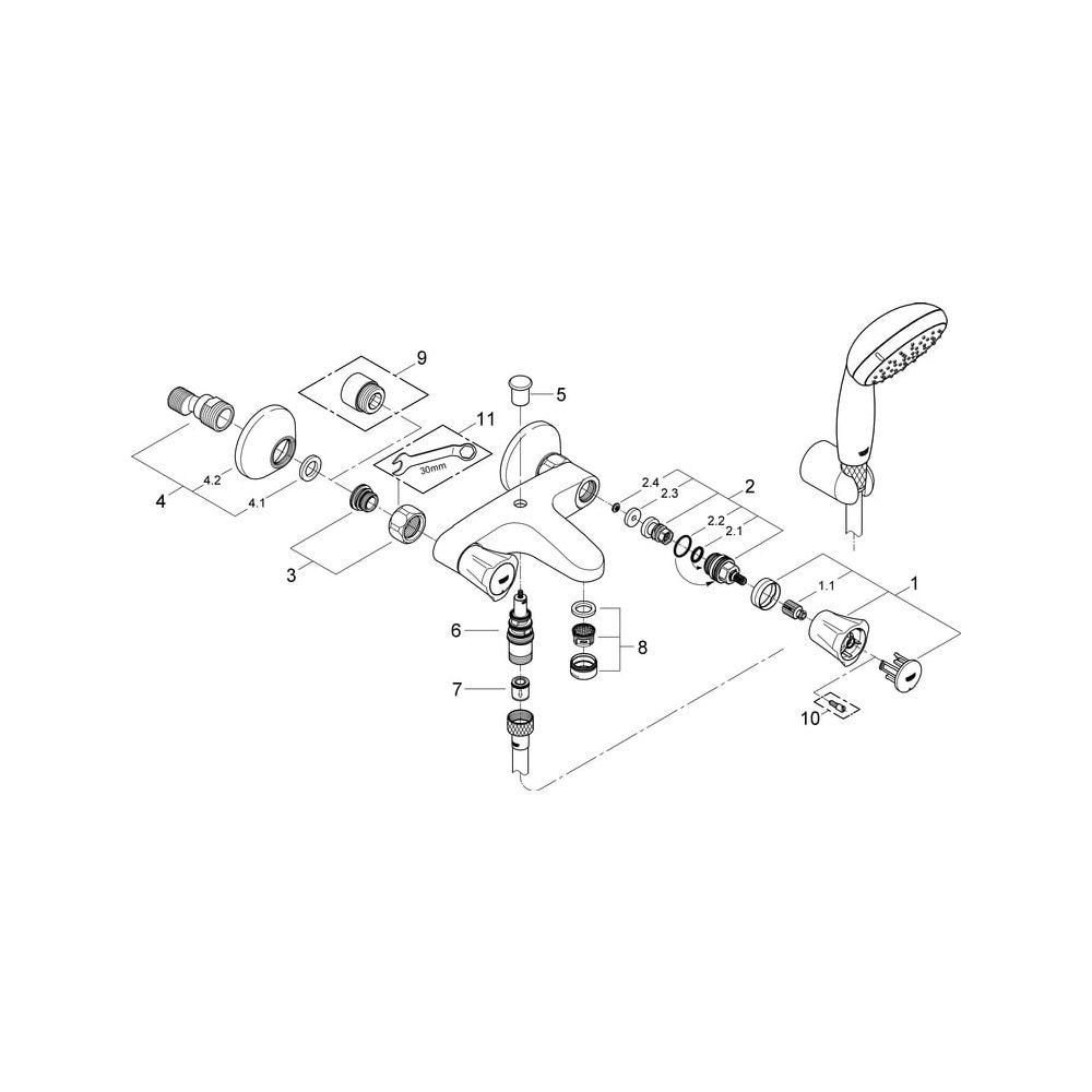 Grohe Tempesta Costa Zweigriff-Wannenbatterie mit Wandhalterset, Chrom, 2546010A... GROHE-2546010A 4005176456541 (Abb. 5)