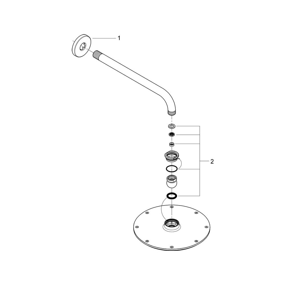 Grohe Rainshower Cosmopolitan 210 Kopfbrauseset, Brausearm 286mm, 1 Strahlart, 8,5l/min... GROHE-26062000 4005176937163 (Abb. 5)