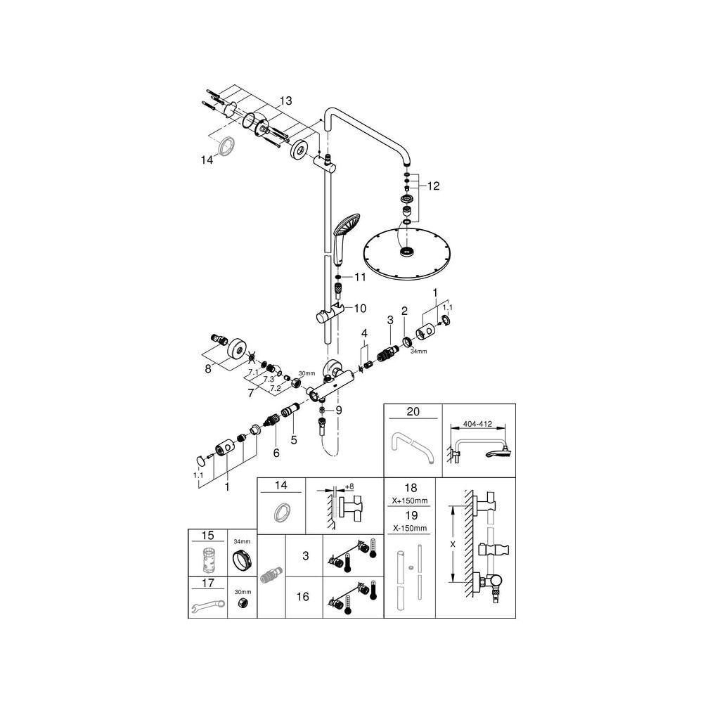 Grohe Euphoria System 310 Duschsystem mit Aufputz-Thermostatbatterie, Wandmontage, Supe... GROHE-26075DC0 4005176371219 (Abb. 7)
