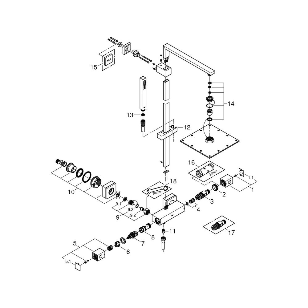 Grohe Euphoria Cube System 230 Duschsystem, 13l/min Kopfbrause, 9l/min Handbrause, Chr... GROHE-26087000 4005176940828 (Abb. 14)