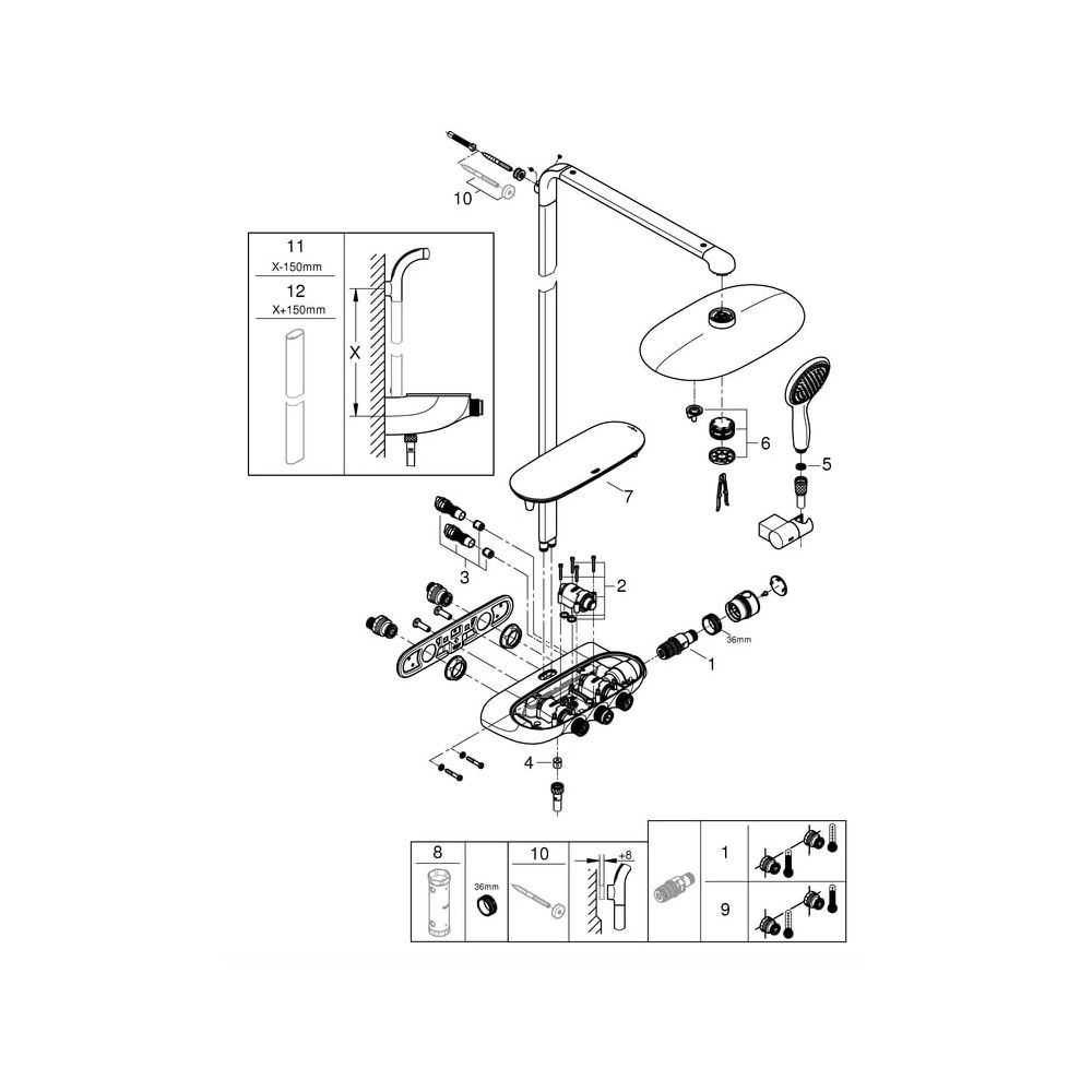 Grohe Duschsystem Rainshower System SmartControl Duo 360, mit Aufputz-Thermostatbatter... GROHE-26250000 4005176316999 (Abb. 14)