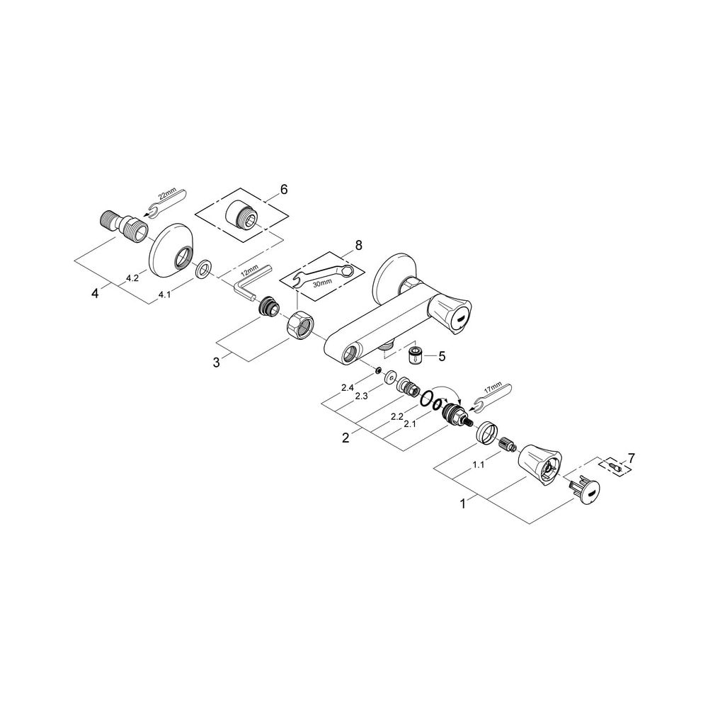 Grohe Costa Zweigriff-Brausebatterie DN 15, Wandmontage, Chrom, 26330001... GROHE-26330001 4005176843112 (Abb. 5)