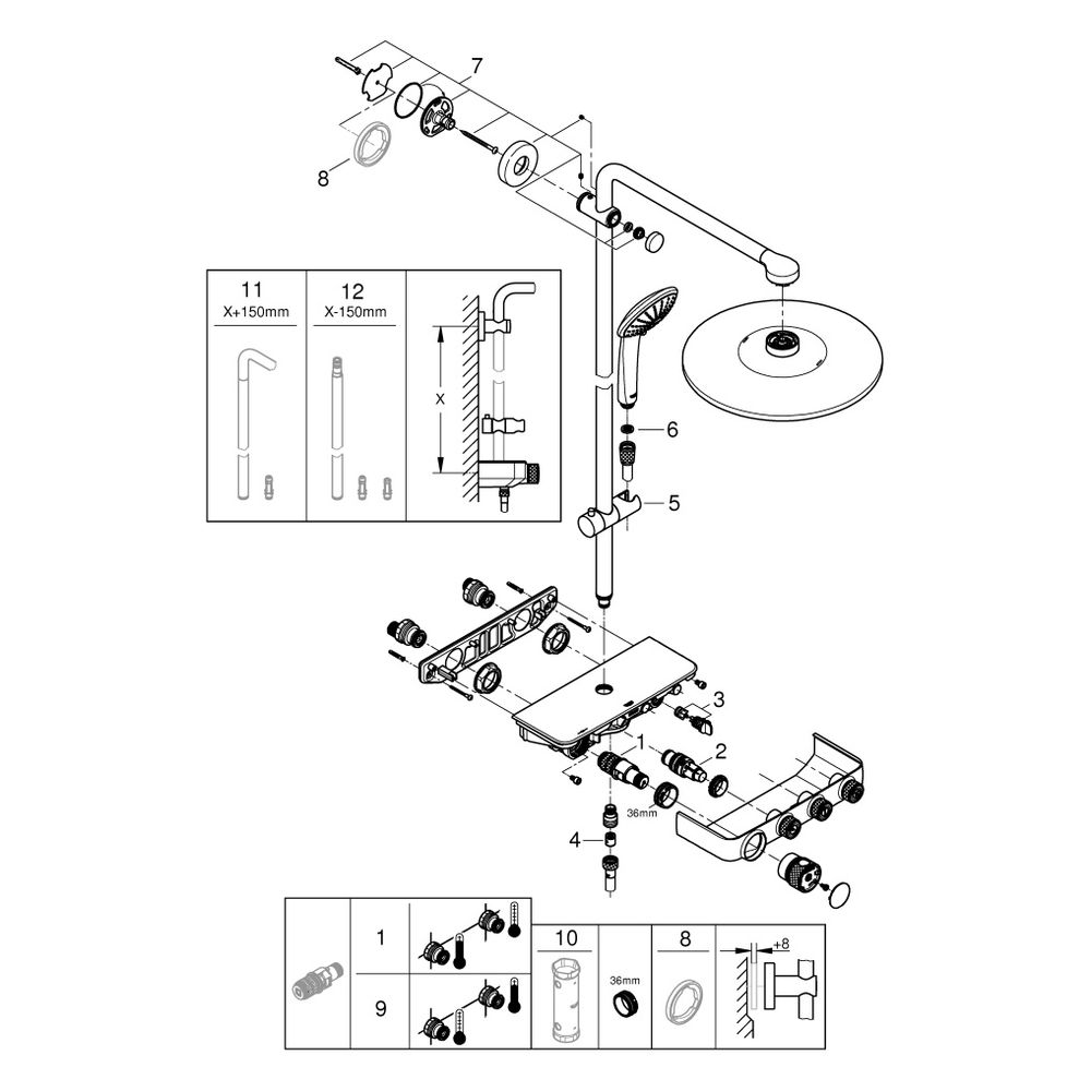 Grohe Euphoria SmartControl System 310 Duo Duschsystem, mit Aufputz-Thermostatbatterie,... GROHE-26507A00 4005176557415 (Abb. 7)