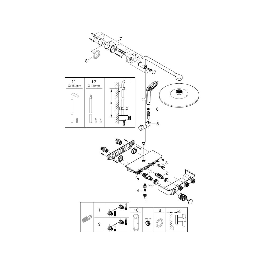 Grohe Euphoria SmartControl System 310 Duo Duschsystem, mit Aufputz-Thermostatbatterie... GROHE-26507LS0 4005176457609 (Abb. 12)