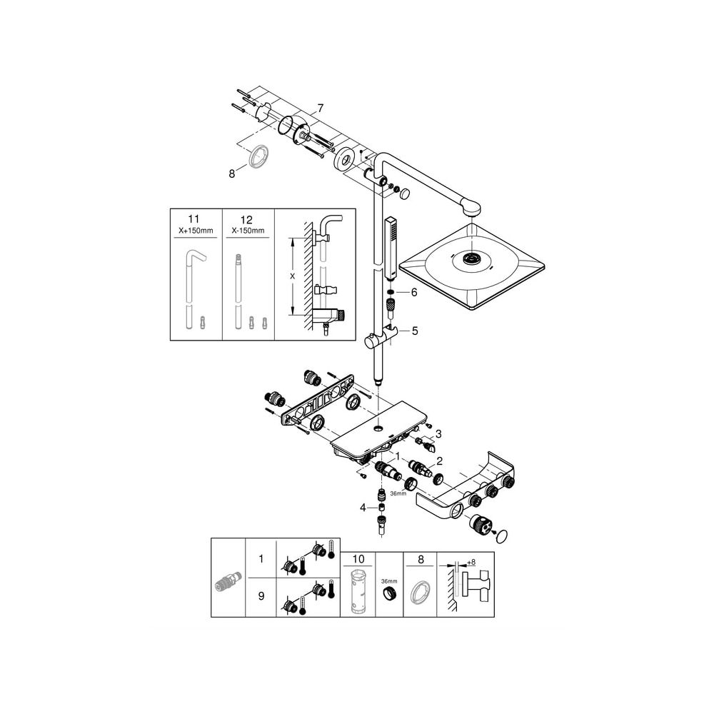 Grohe Euphoria SmartControl System 310 Cube Duo Duschsystem, mit Aufputz-Thermostatbatt... GROHE-26508DC0 4005176526367 (Abb. 8)