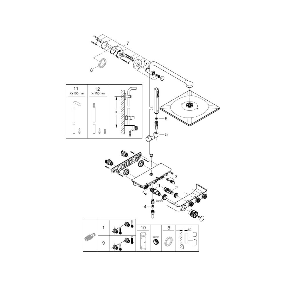 Grohe Euphoria SmartControl System 310 Cube Duo Duschsystem, mit Aufputz-Thermostatbatt... GROHE-26508LS0 4005176457616 (Abb. 9)