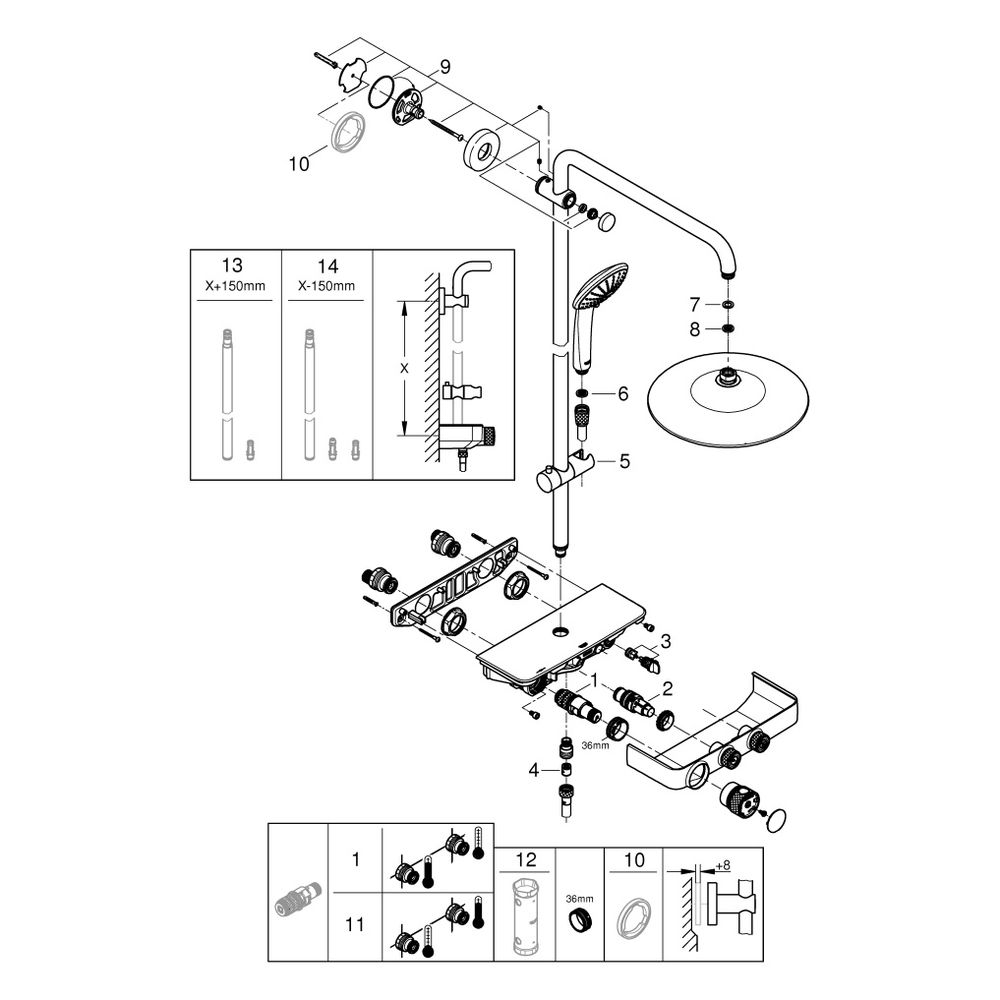 Grohe Euphoria SmartControl System 260 Mono Duschsystem, mit Aufputz-Thermostat-Wannen... GROHE-26509000 4005176457623 (Abb. 14)