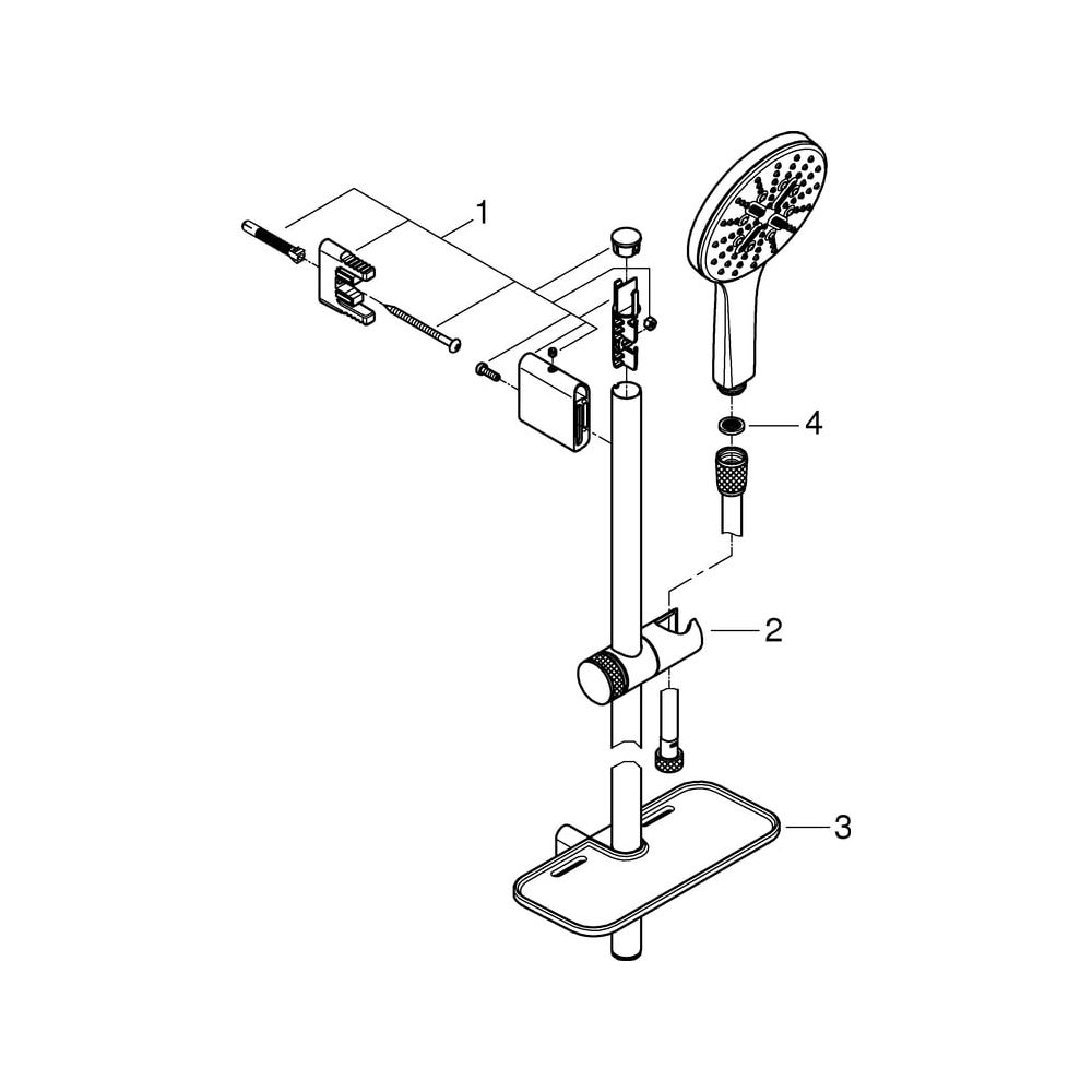Grohe Rainshower SmartActive 130 Brausestangenset, 600mm, Silverflex 1750mm, 3 Strahlar... GROHE-26546000 4005176479816 (Abb. 8)