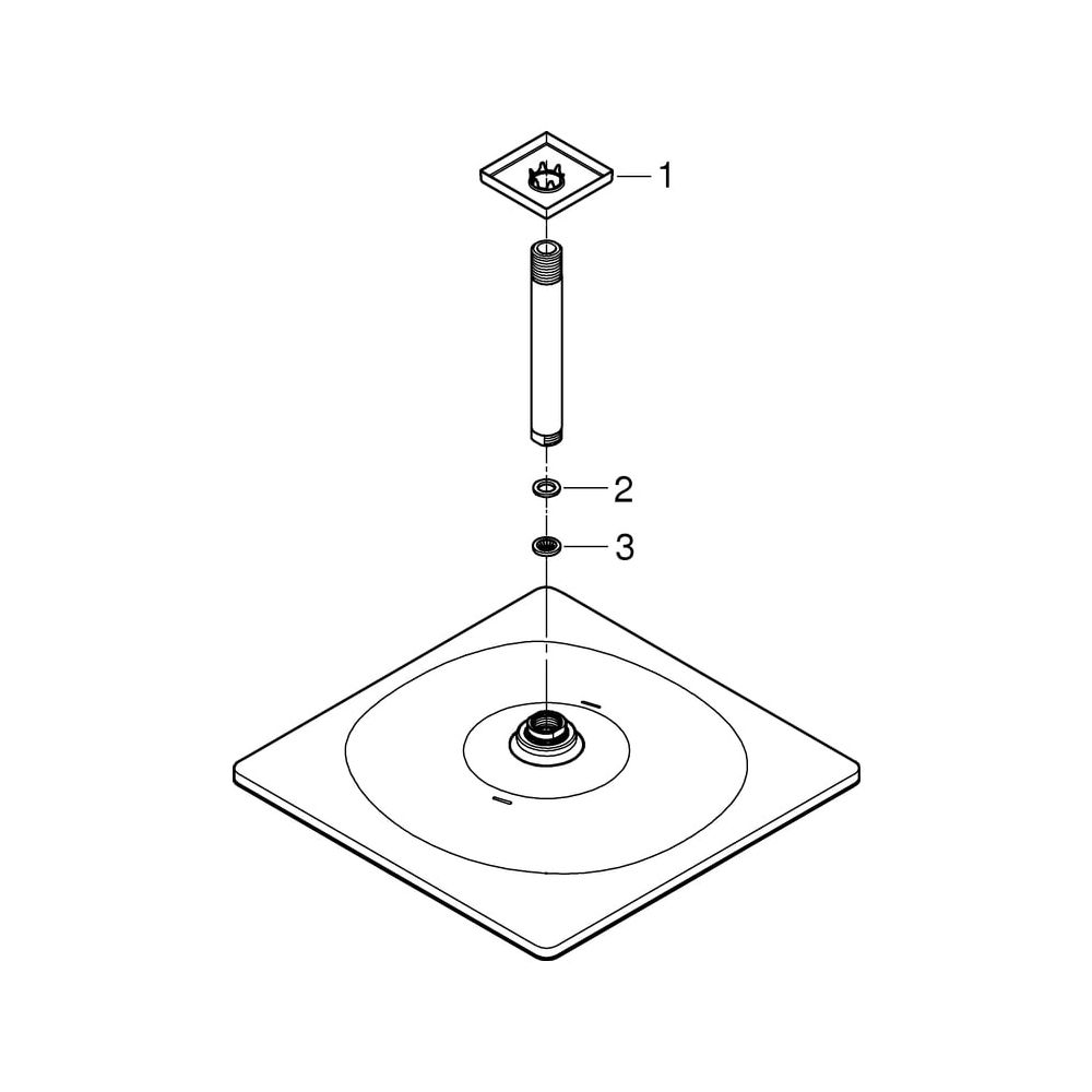 Grohe Rainshower Mono 310 Cube Kopfbrauseset, Deckenauslass 142mm, Brauseboden Chrom, 1... GROHE-26565000 4005176482090 (Abb. 6)