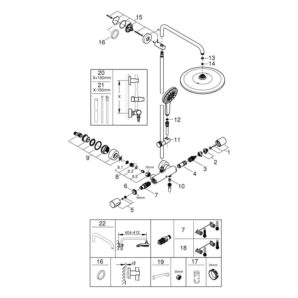 Grohe Rainshower SmartActive 310 Duschsystem m. AP-Thermostatbatt., 450mm Duscharm, Mon... GROHE-26647000 4005176533013 (Abb. 9)