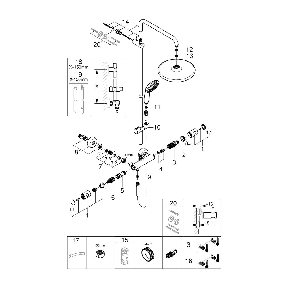 Grohe Tempesta Duschsystem Tempesta 250 Brause-Thermostat KB 250, Chrom, 26670001... GROHE-26670001 4005176766879 (Abb. 4)