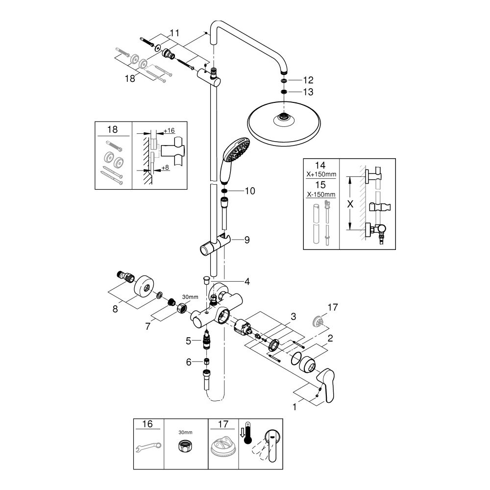 Grohe Tempesta Duschsystem Tempesta 250 Brausebatterie KB 250, Chrom, 26673001... GROHE-26673001 4005176766930 (Abb. 4)