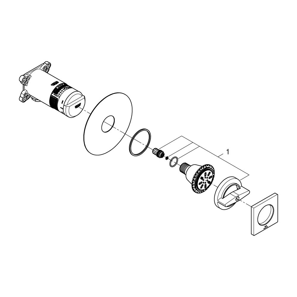Grohe Rainshower Aqua Seitenbrause eckig, 2 Strahlarten, max. 3,3l/min, mit Einbaukörpe... GROHE-26802MS0 4005176946332 (Abb. 4)