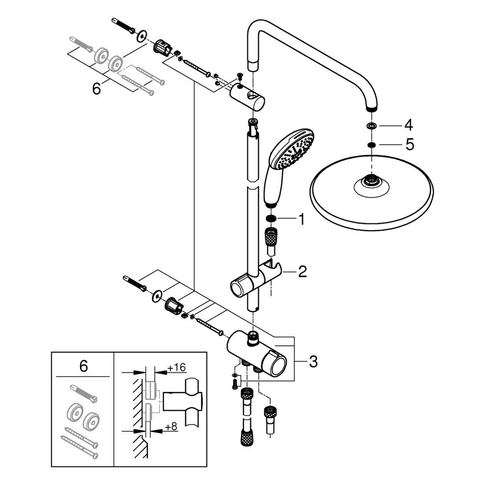 Grohe Tempesta Duschsystem Tempesta 250 Umstellung Kopfbrause 250, Chrom, 26980001... GROHE-26980001 4005176766978 (Abb. 4)
