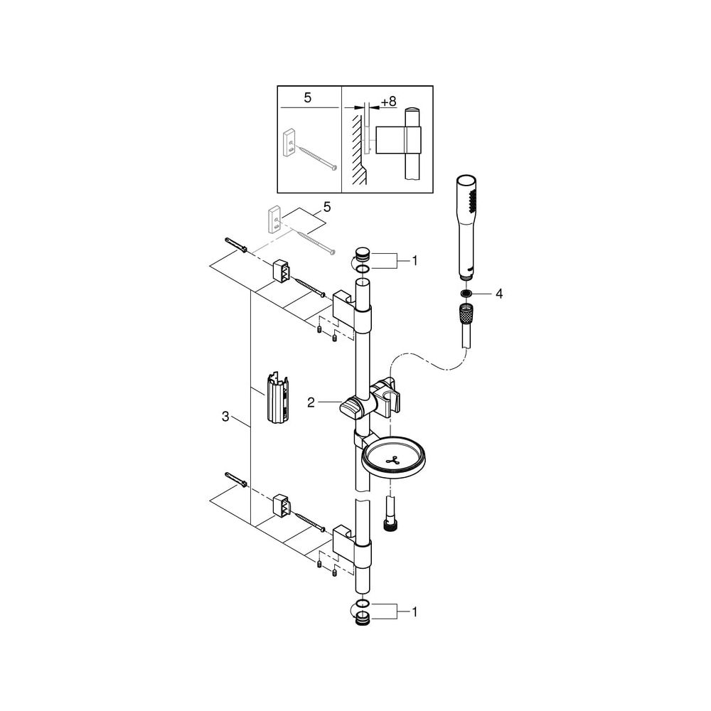 Grohe Euphoria Cosmopolitan Stick Brausestangenset, Brausestange 900mm, 1 Strahlart, mi... GROHE-27368000 4005176875946 (Abb. 6)