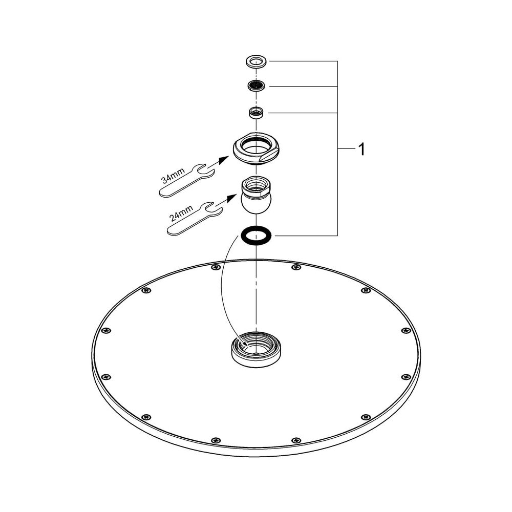 Grohe Rainshower Cosmopolitan 310 Kopfbrause, 1 Strahlart, maximaler Durchfluss bei 3 b... GROHE-27478000 4005176883293 (Abb. 6)