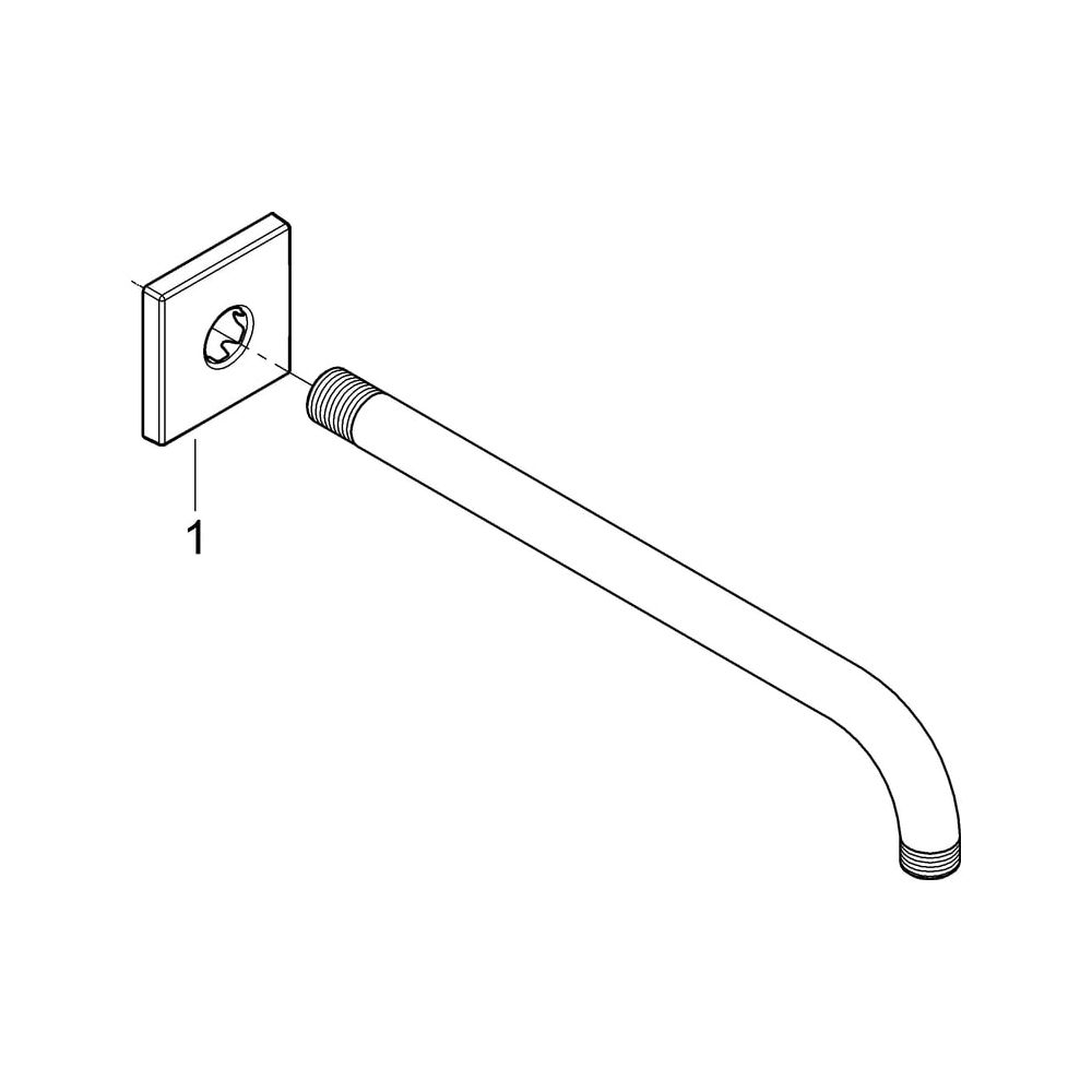 Grohe Rainshower Brausearm modern eckige Rosette Ausladung 275mm, Chrom, 27488000... GROHE-27488000 4005176885525 (Abb. 6)