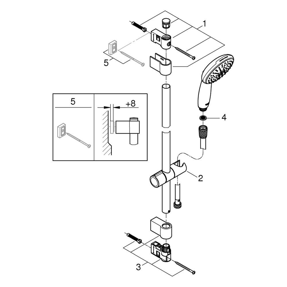 Grohe Tempesta 110 Brausestangenset, 600mm, Relexaflex 1750mm, 2 Strahlarten, Durchfl. ... GROHE-27598003 4005176680496 (Abb. 4)