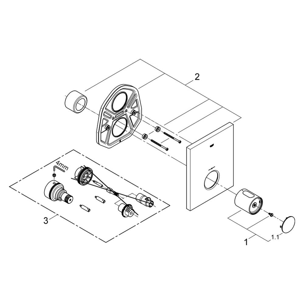 Grohe Grohtherm F Thermostatbatterie Chrom Fertigmontageset für Rapido T, Chrom, 276190... GROHE-27619000 4005176898297 (Abb. 6)