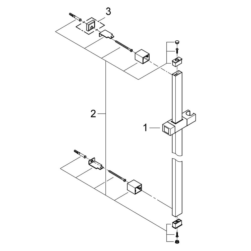 Grohe, Euphoria Cube, Brausestange, 900mm, mit Wandhaltern und Gleiter, Chrom, 27841000... GROHE-27841000 4005176916670 (Abb. 6)