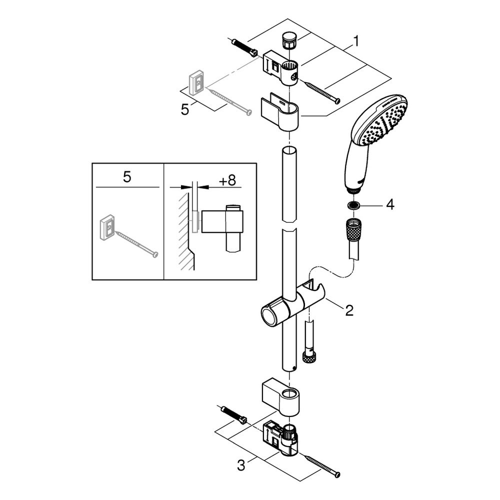 Grohe Tempesta 110 Brausestangenset, 900mm, Relexaflex 1750mm, 1 Strahlart, Durchfl. 16... GROHE-27854003 4005176680342 (Abb. 4)