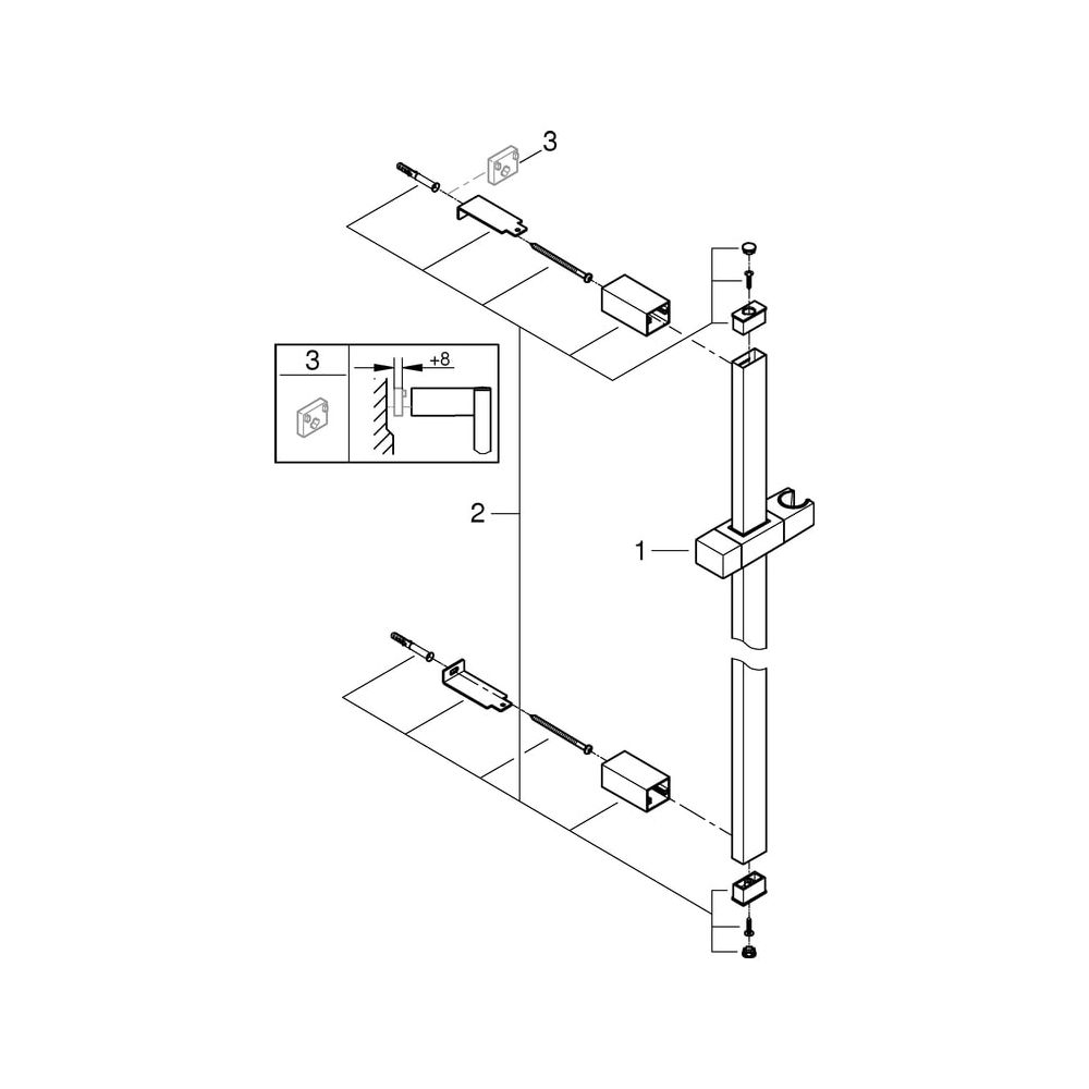 Grohe Euphoria Cube Brausestange, 600mm, mit Wandhaltern, Gleiter und Gelenkstück, Chro... GROHE-27892000 4005176921216 (Abb. 6)