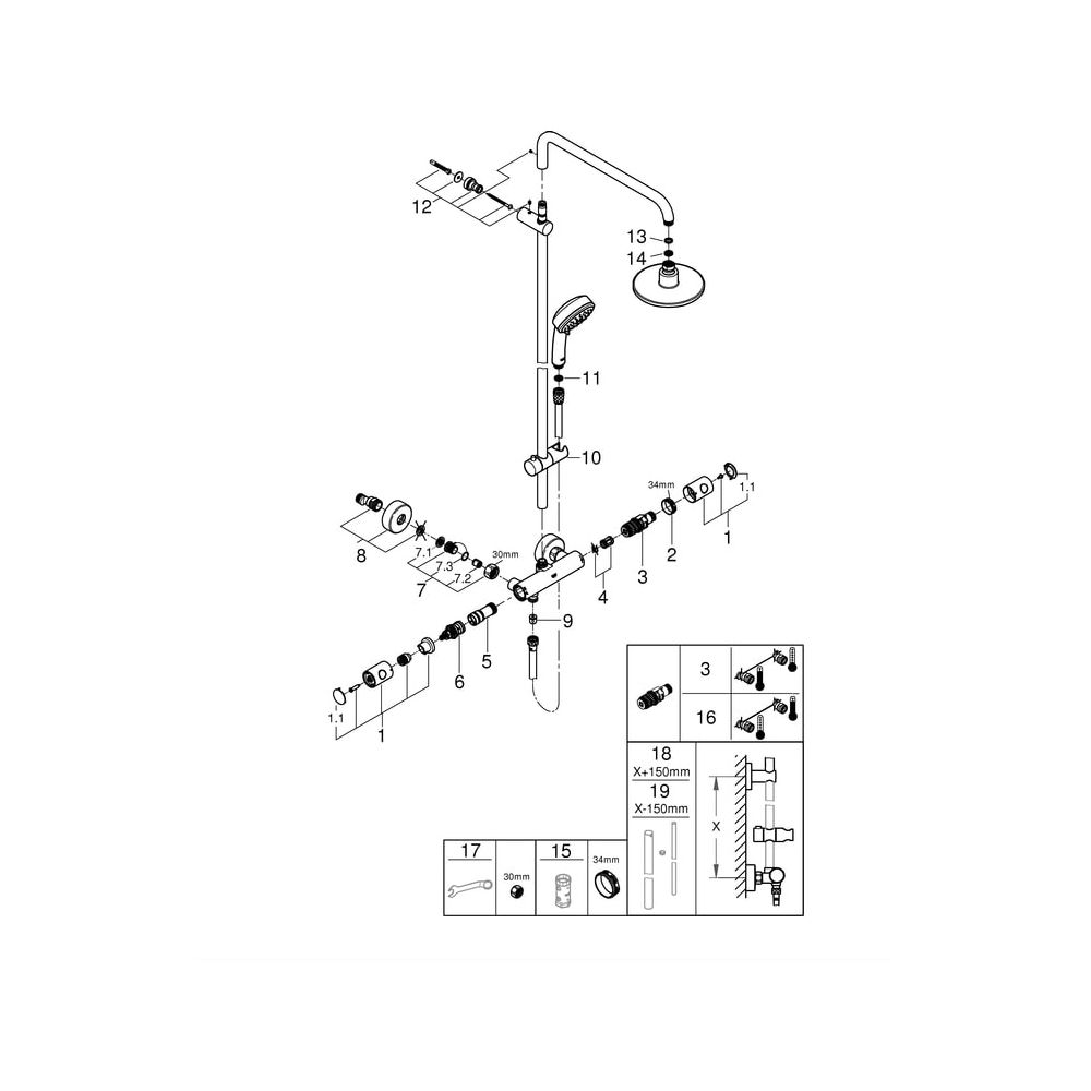 Grohe Tempesta Duschsystem C 160 mit Thermostat 390mm Duscharm, Chrom, 27922000... GROHE-27922000 4005176923364 (Abb. 10)