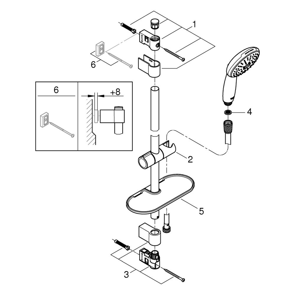Grohe Tempesta 110 Brausestangenset, 600mm, Relexaflex 1750mm, 3 Strahlarten Rain/Jet/M... GROHE-27927003 4005176680762 (Abb. 4)