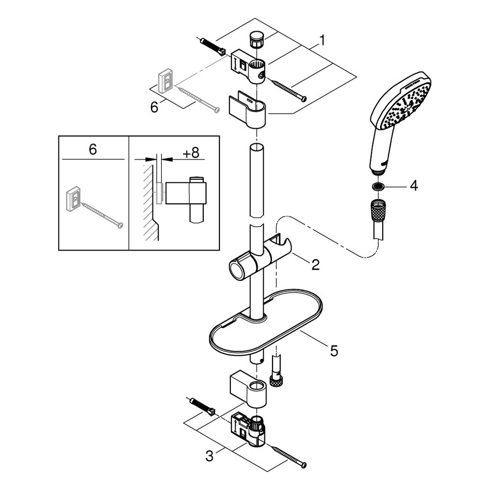 Grohe Tempesta Cube 110 Brausestangenset, 600mm, Relexaflex 1750mm, 3 Strahlarten, Durc... GROHE-27929003 4005176768255 (Abb. 4)