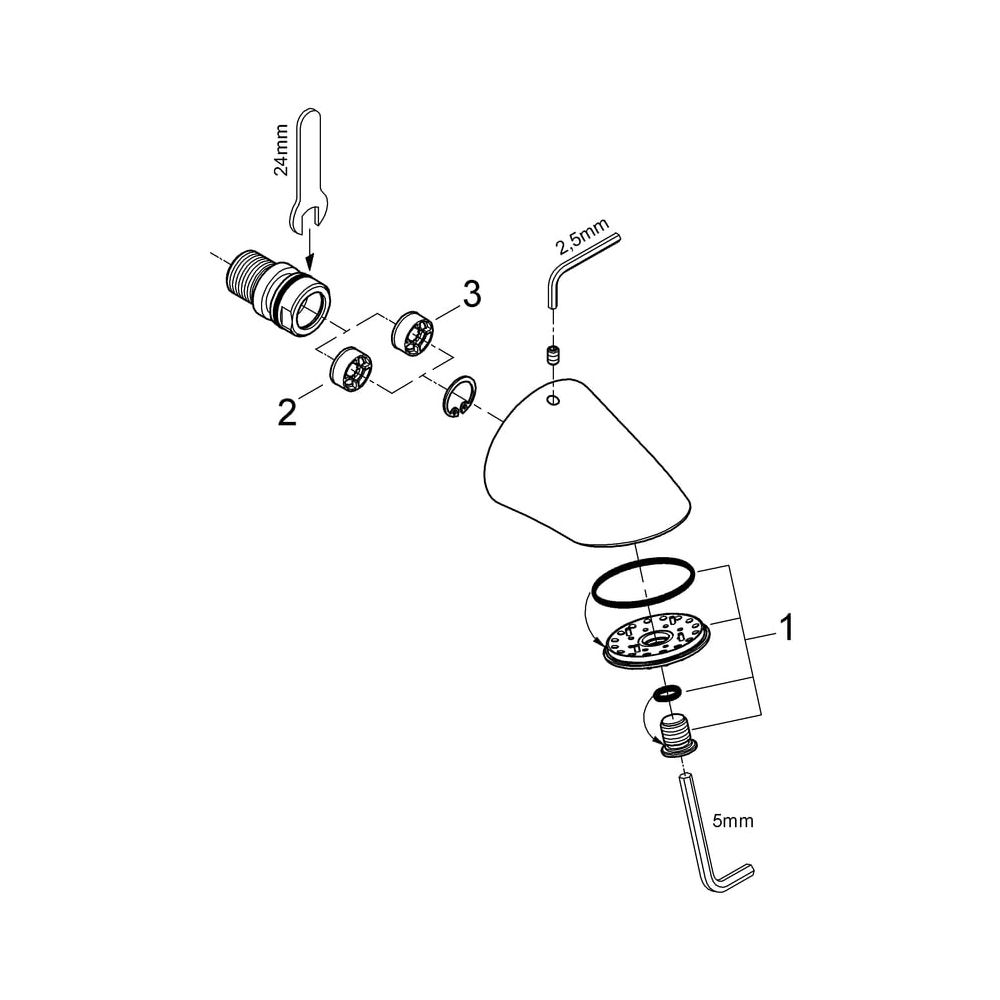 Grohe Sportkopfbrause Relexa 70, 1 Strahlart, Durchflussbegrenzer 9l/min und 12l/min, d... GROHE-28002000 4005176858796 (Abb. 5)