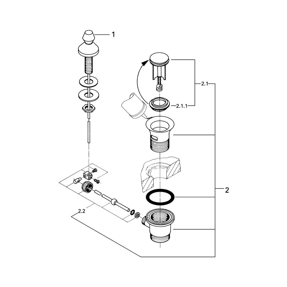 Grohe Zugstangen-Garnitur für Waschtische 1 1/4", Chrom, 28900000... GROHE-28900000 4005176603822 (Abb. 5)