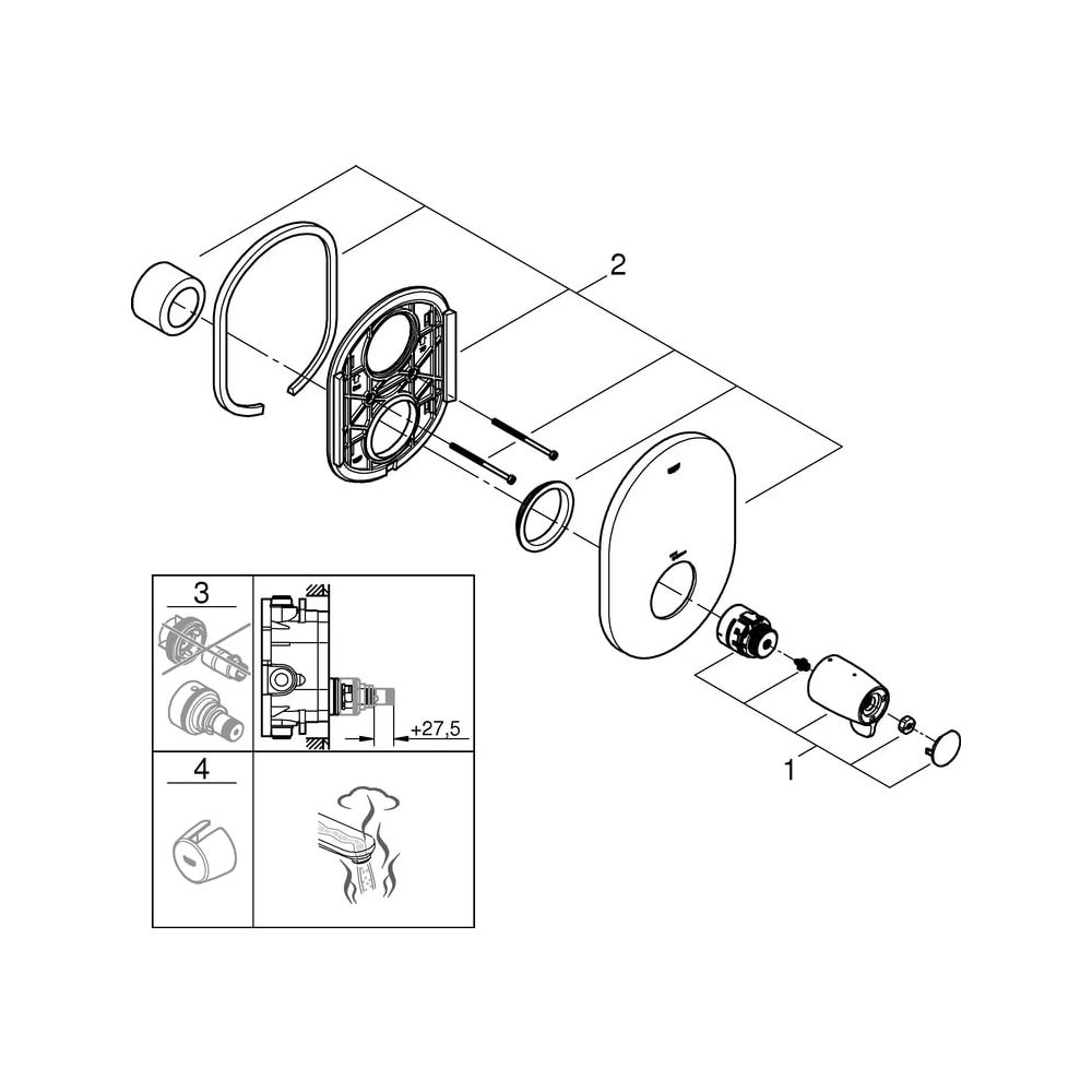 Grohe Rapid Thermostat-Zentralbatterie Grohtherm Special Fertigmontageset für o T 35 50... GROHE-29096000 4005176354120 (Abb. 6)