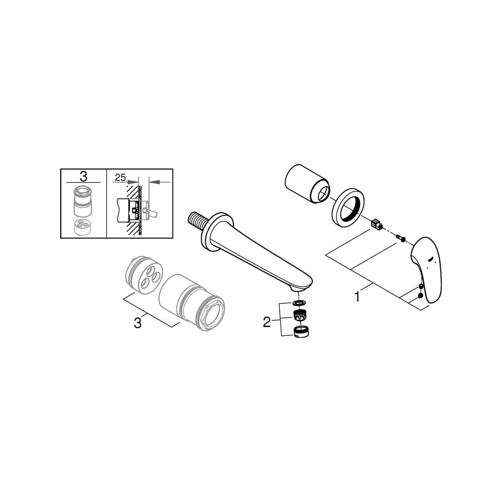 Grohe Eurostyle 2-Loch-Waschtischbatterie Wandmontage Einhand, 203mm Ausladung, geschlo... GROHE-29097003 4005176365133 (Abb. 7)