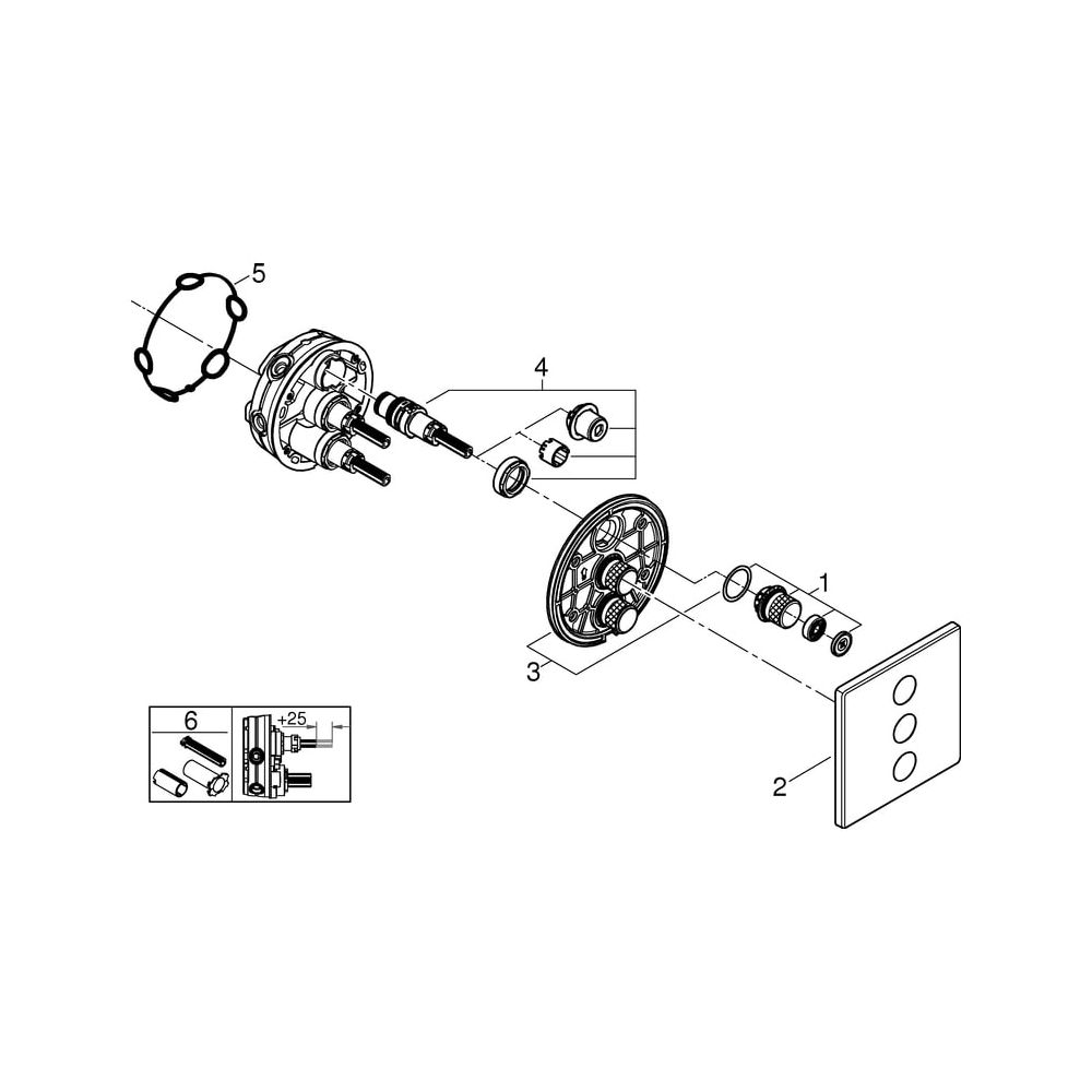 Grohe Grohtherm SmartControl 3-fach Unterputzventil, eckig, Hard Graphite gebürstet, Fe... GROHE-29127AL0 4005176558382 (Abb. 6)