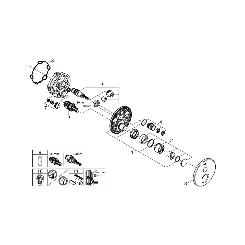 Grohe SmartControl Unterputzmischer, mit 1 Absperrventil, Fertigmontageset für Rapido S... GROHE-29144000 4005176413407 (Abb. 7)