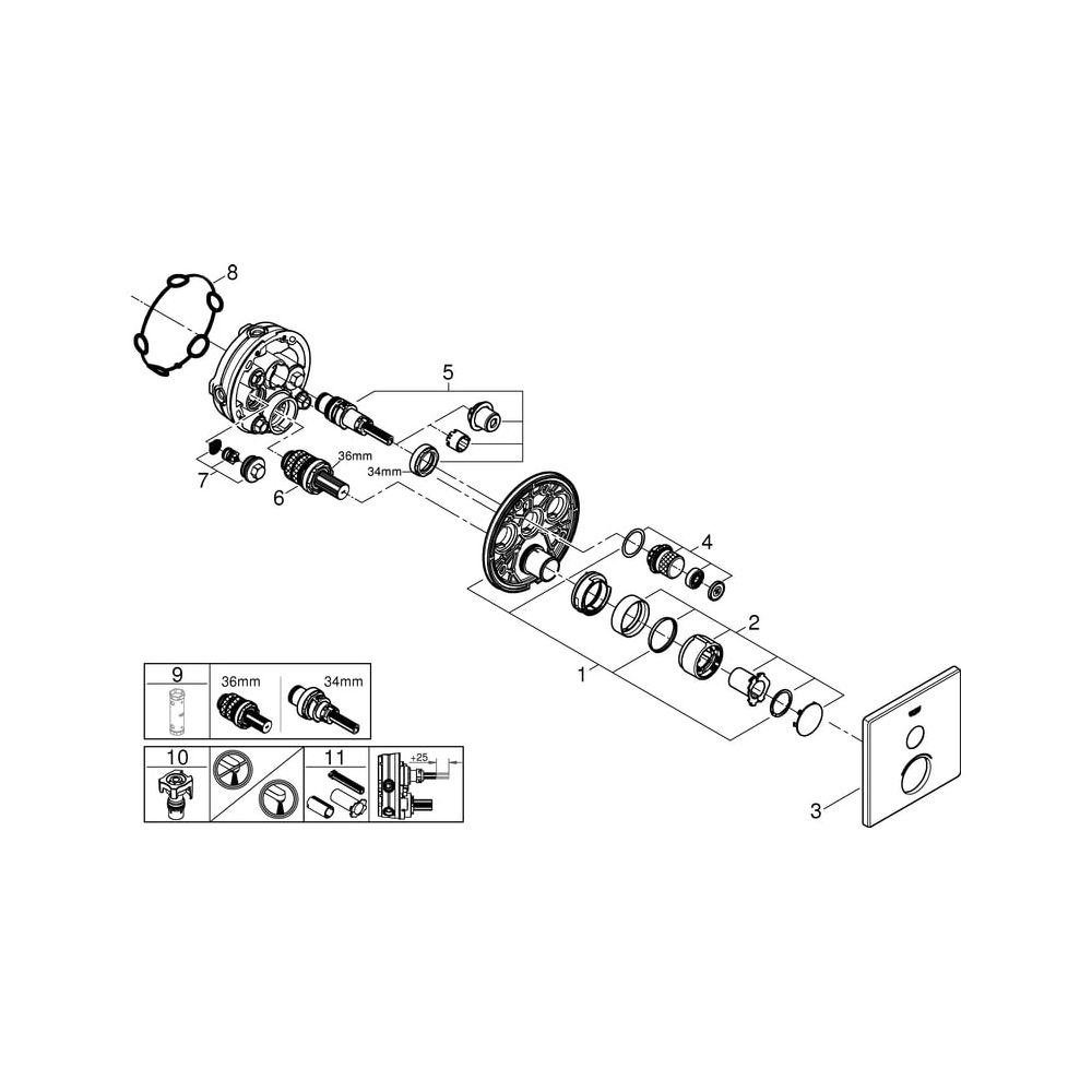 Grohe SmartControl Unterputzmischer, mit 1 Absperrventil, Fertigmontageset für Rapido S... GROHE-29147000 4005176413438 (Abb. 8)