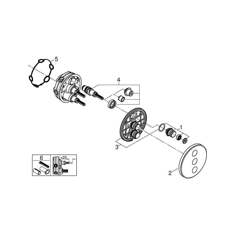 Grohe Grohtherm SmartControl 3-fach Unterputzventil, rund, Fertigmontageset für Rapido ... GROHE-29152LS0 4005176413575 (Abb. 8)
