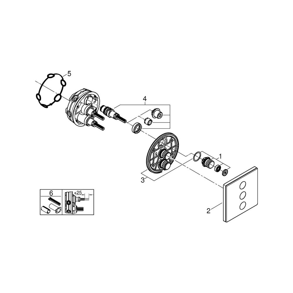 Grohe Grohtherm SmartControl 3-fach Unterputzventil, eckig, Fertigmontageset für Rapido... GROHE-29158LS0 4005176413612 (Abb. 8)