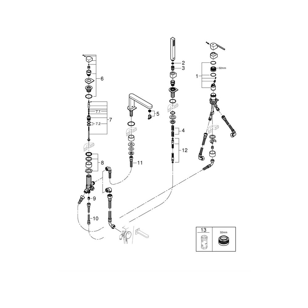Grohe Plus 4-Loch-Einhand-Wannenkombination, Hard Graphite gebürstet, 29307AL3... GROHE-29307AL3 4005176585715 (Abb. 11)