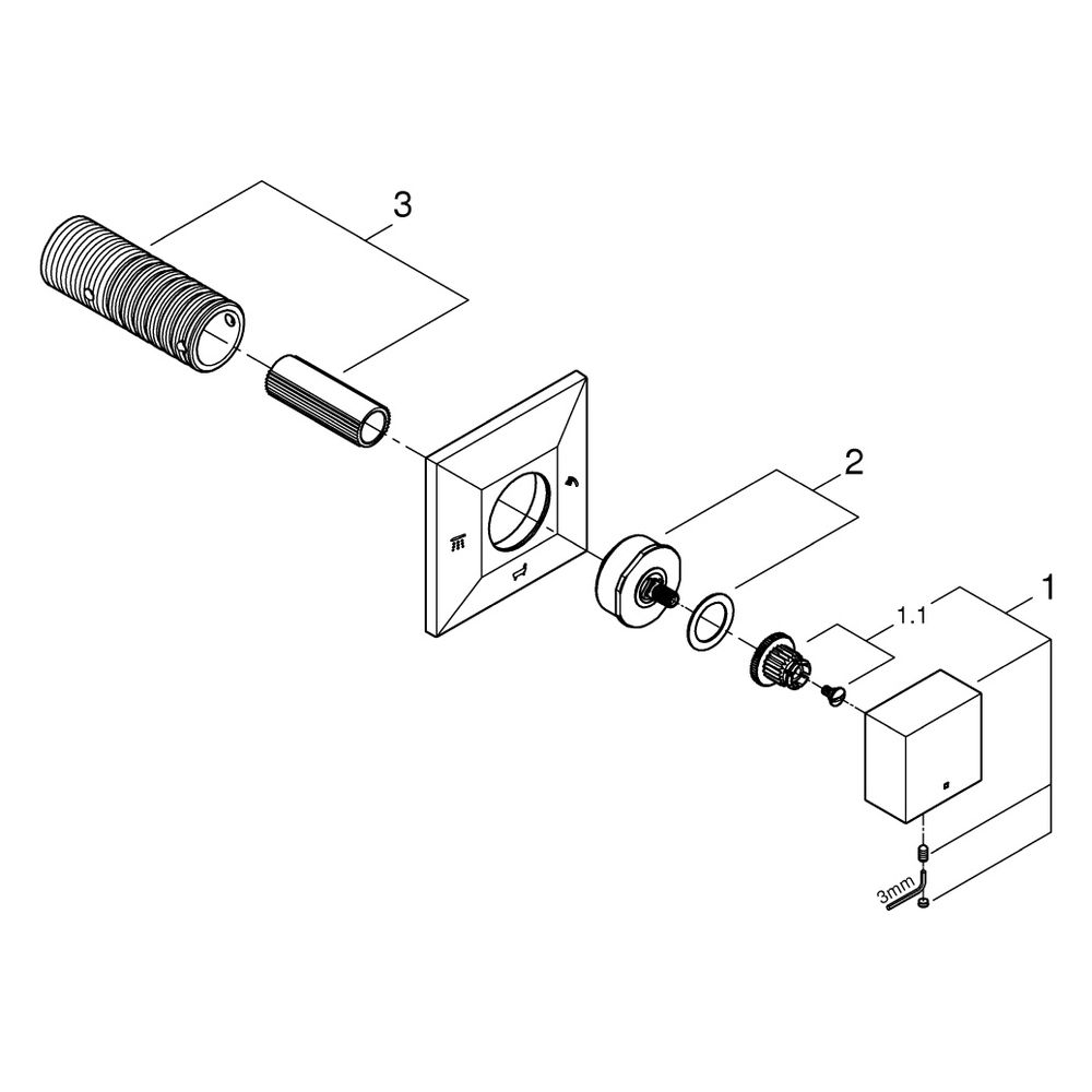 Grohe Allure Brilliant 5-Wege-Umstellung, Fertigmontageset für, Hard Graphite gebürstet... GROHE-29399AL0 4005176754203 (Abb. 4)