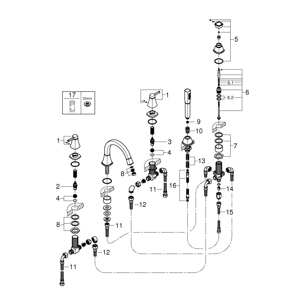 Grohe Grandera 5-Loch-Wannen-Kombination, eigensicher, Chrom, 29415000... GROHE-29415000 4005176757693 (Abb. 5)