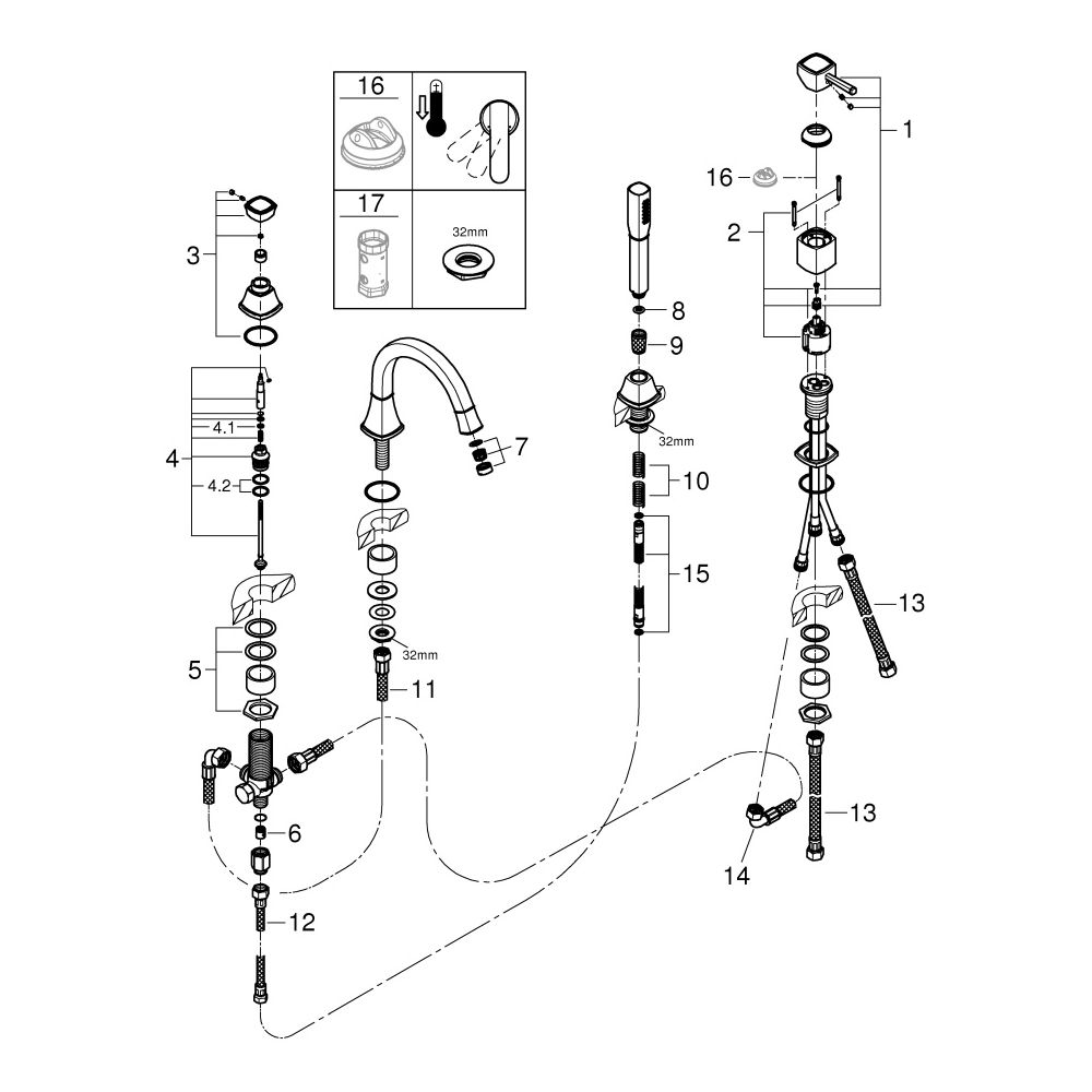Grohe Grandera 4-Loch-Wannenkombination, Chrom/Gold, 29418IG0... GROHE-29418IG0 4005176757853 (Abb. 6)