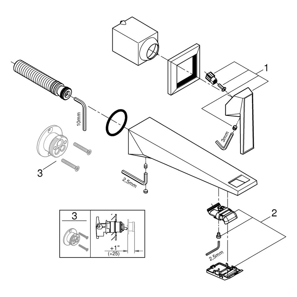 Grohe Allure Brilliant Private Collection 2-Loch-Waschtischbatterie, Wandmontage, Griff... GROHE-29519000 4005176795091 (Abb. 4)