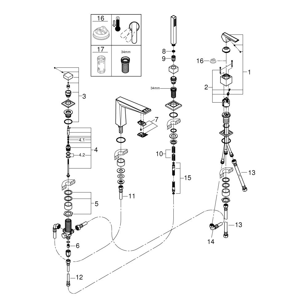 Grohe Allure Brilliant Private Collection 4-Loch Wannenkombination, Griff White Attica ... GROHE-29525AL0 4005176795121 (Abb. 4)