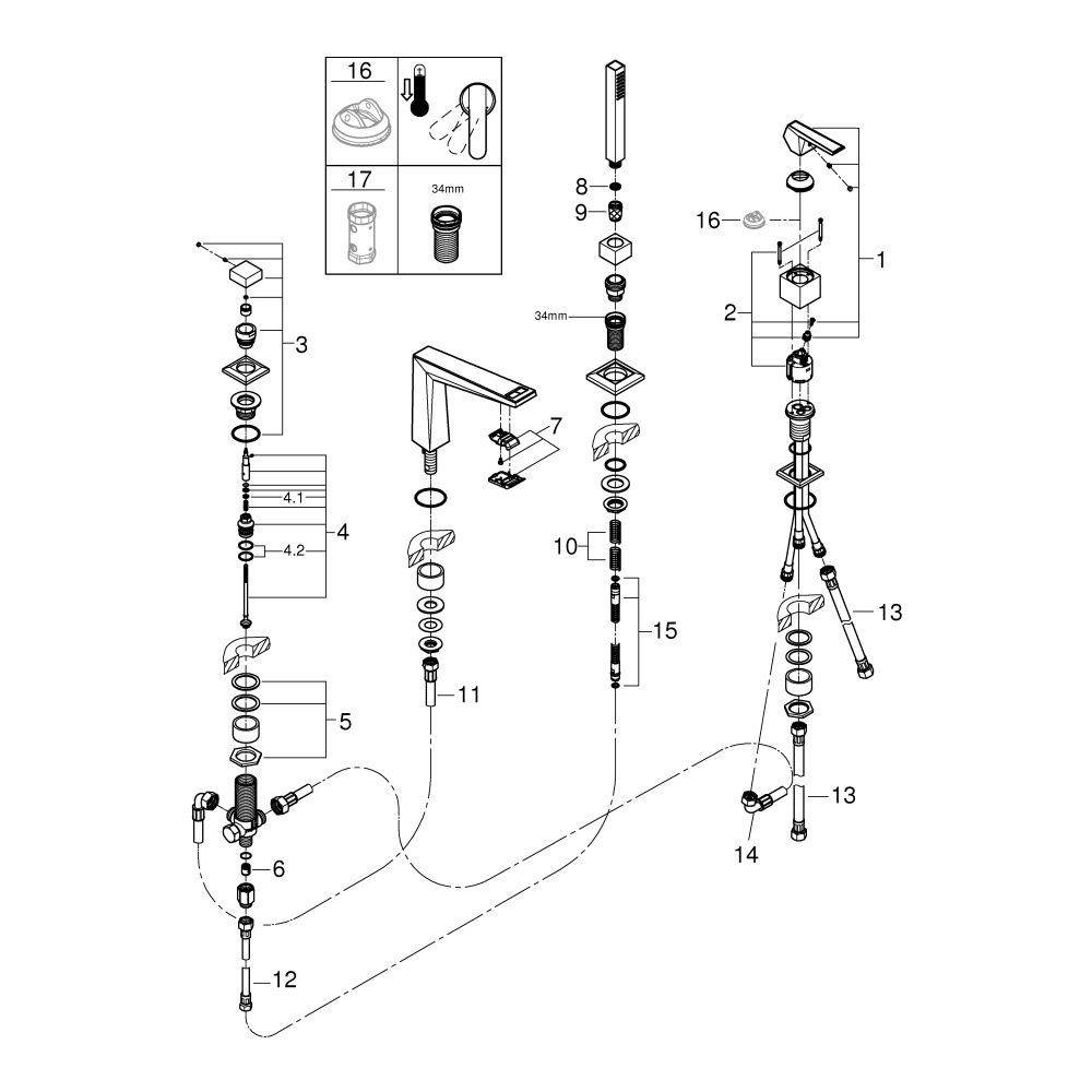 Grohe Allure Brilliant Private Collection 4-Loch-Wannenkombination, Griff Vanilla Noir ... GROHE-29527AL0 4005176795152 (Abb. 4)