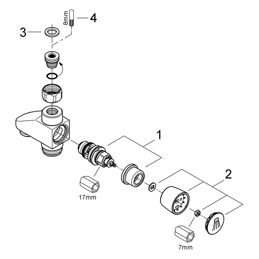 Grohe Umstellung zur Montage auf Armaturen, Chrom, 29736000... GROHE-29736000 4005176043604 (Abb. 4)