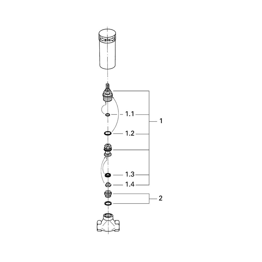 Grohe Unterputzventil-Unterteil, DN 15, vormontiertes Oberteil 1/2", kurze Spindel, Gew... GROHE-29800000 4005176504839 (Abb. 7)