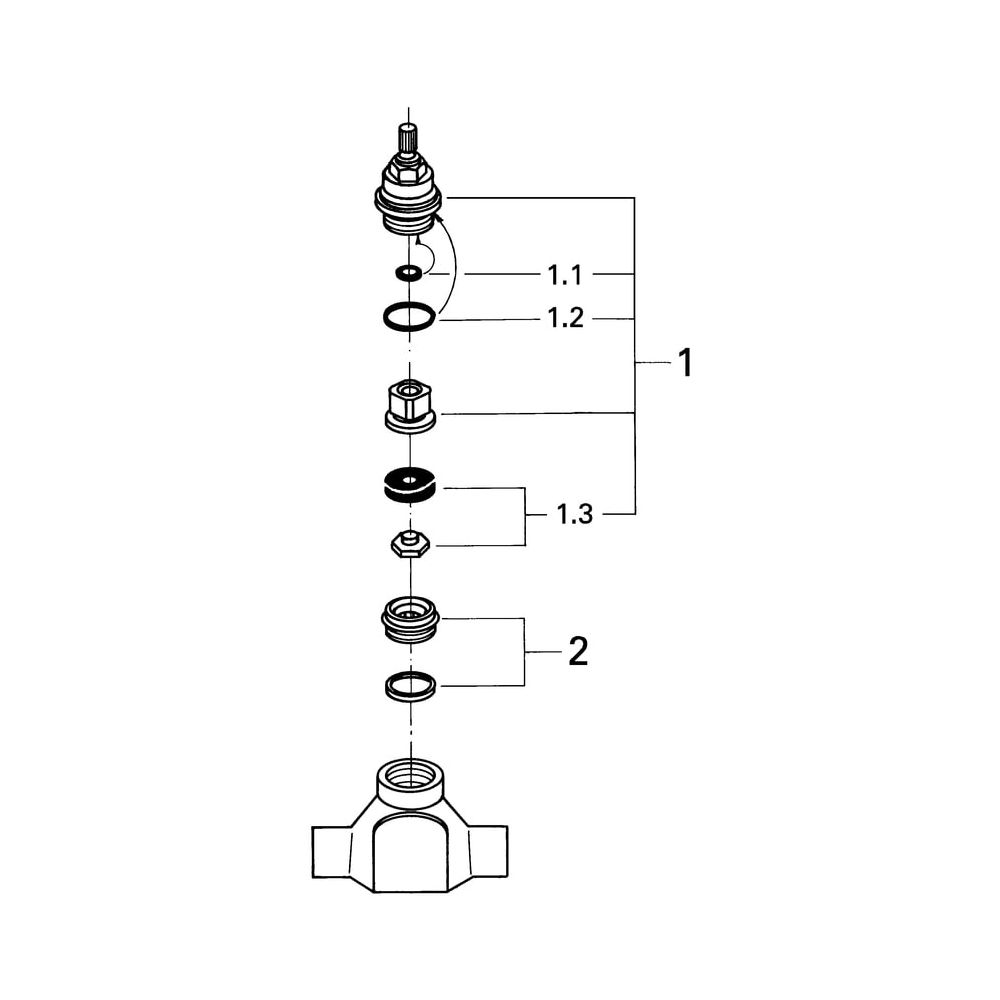 Grohe Unterputzventil-Unterteil, DN 20, vormontiertes Oberteil 3/4", kurze Spindel, Löt... GROHE-29803000 4005176504860 (Abb. 5)