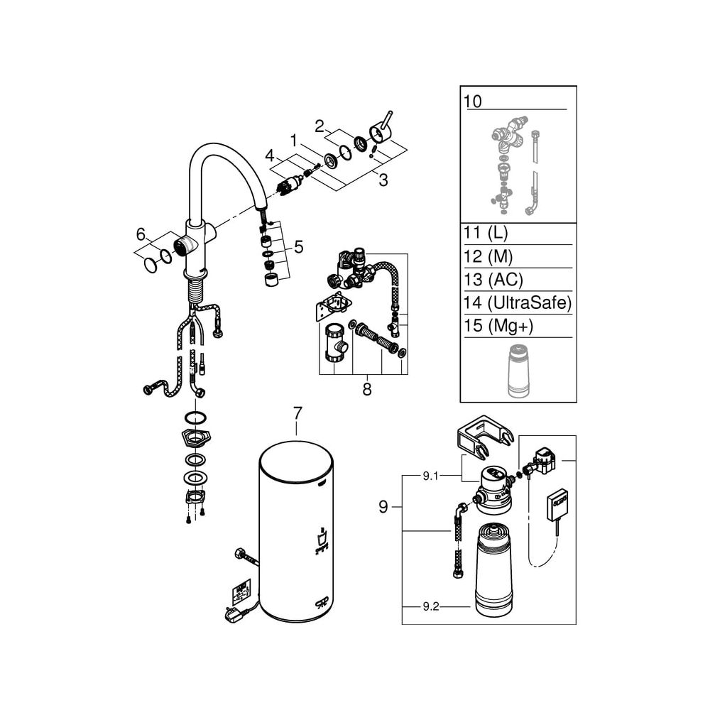 Grohe Red Duo Küchenarmatur, 1-Loch-Montage, Boiler L-Size, C-Auslauf, Chrom, 30079001... GROHE-30079001 4005176989209 (Abb. 11)